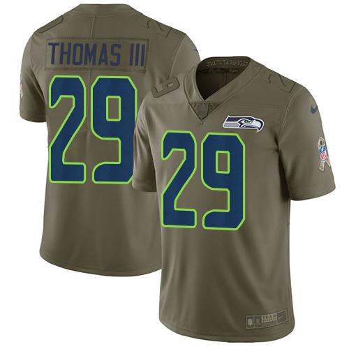 Nike Seahawks #29 Earl Thomas III Olive Men's Stitched NFL Limited Salute to Service Jersey